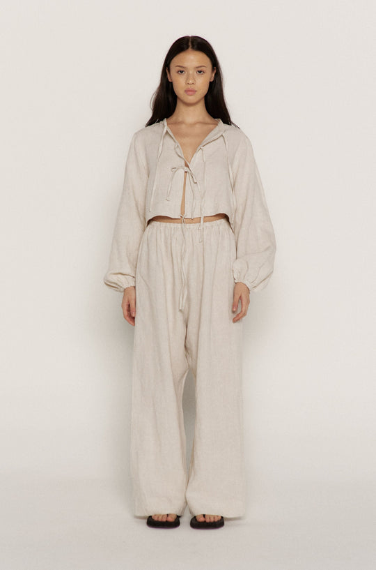The Tie Top, Oat Linen