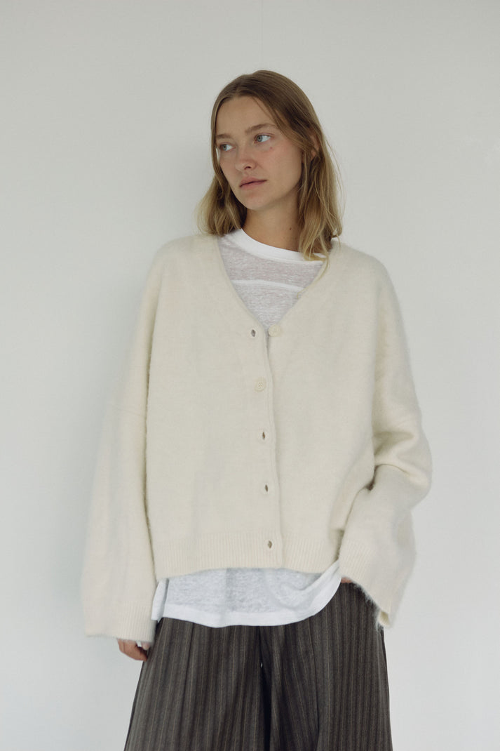 The V Neck Cardi, Milk ~ pre order