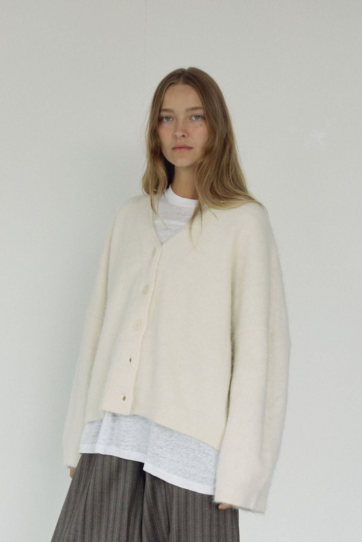 The V Neck Cardi, Milk ~ pre order