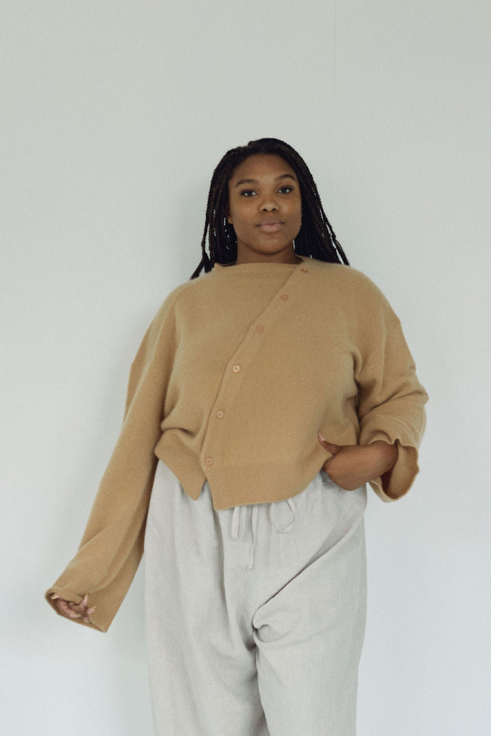 The Asymmetric Cashmere Knit, Toast ~ pre order