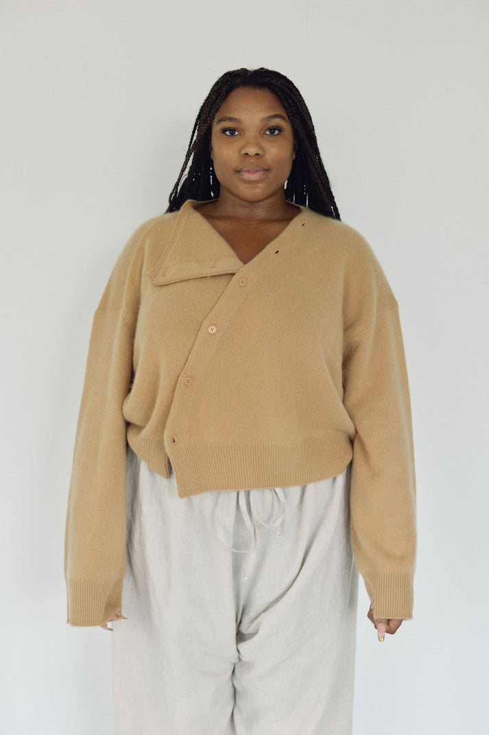 The Asymmetric Cashmere Knit, Toast ~ pre order