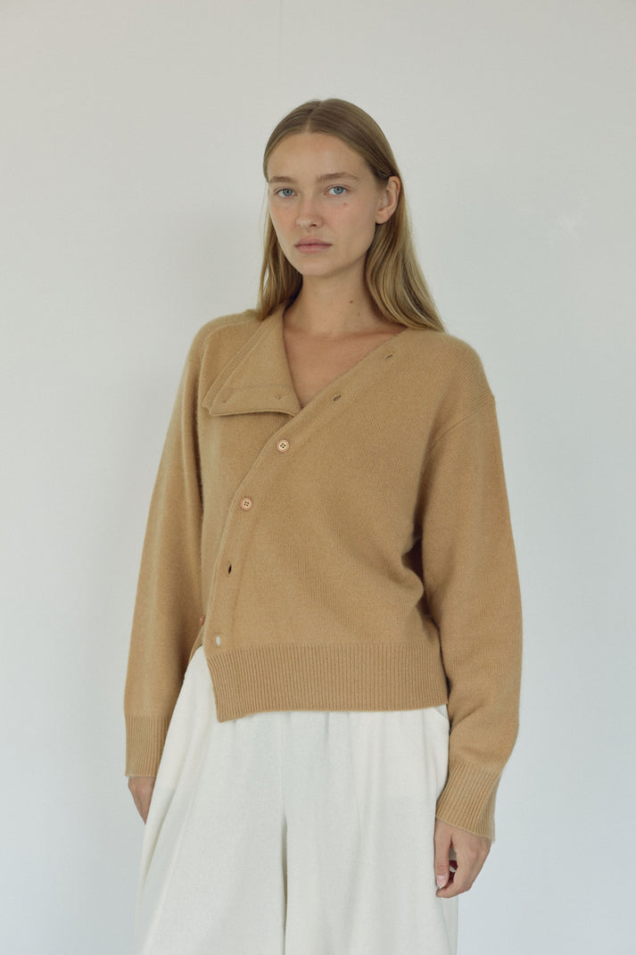The Asymmetric Cashmere Knit, Toast ~ pre order