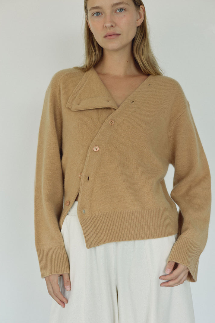 The Asymmetric Cashmere Knit, Toast ~ pre order