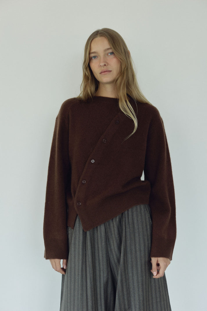 The Asymmetric Cashmere Knit, Espresso ~ pre order