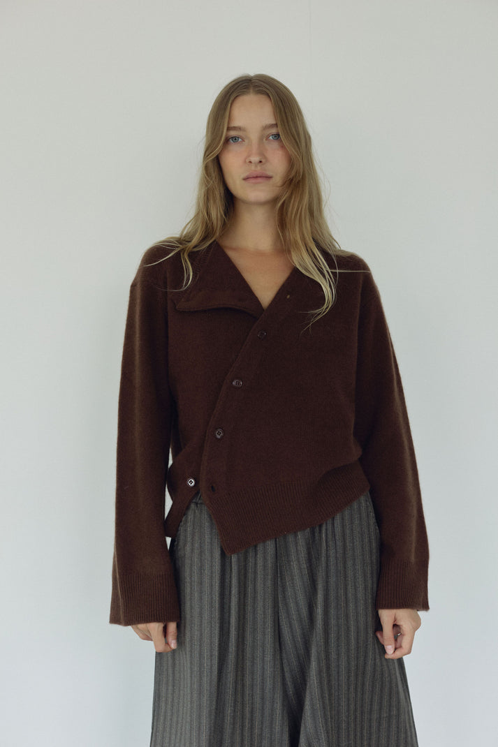 The Asymmetric Cashmere Knit, Espresso ~ pre order